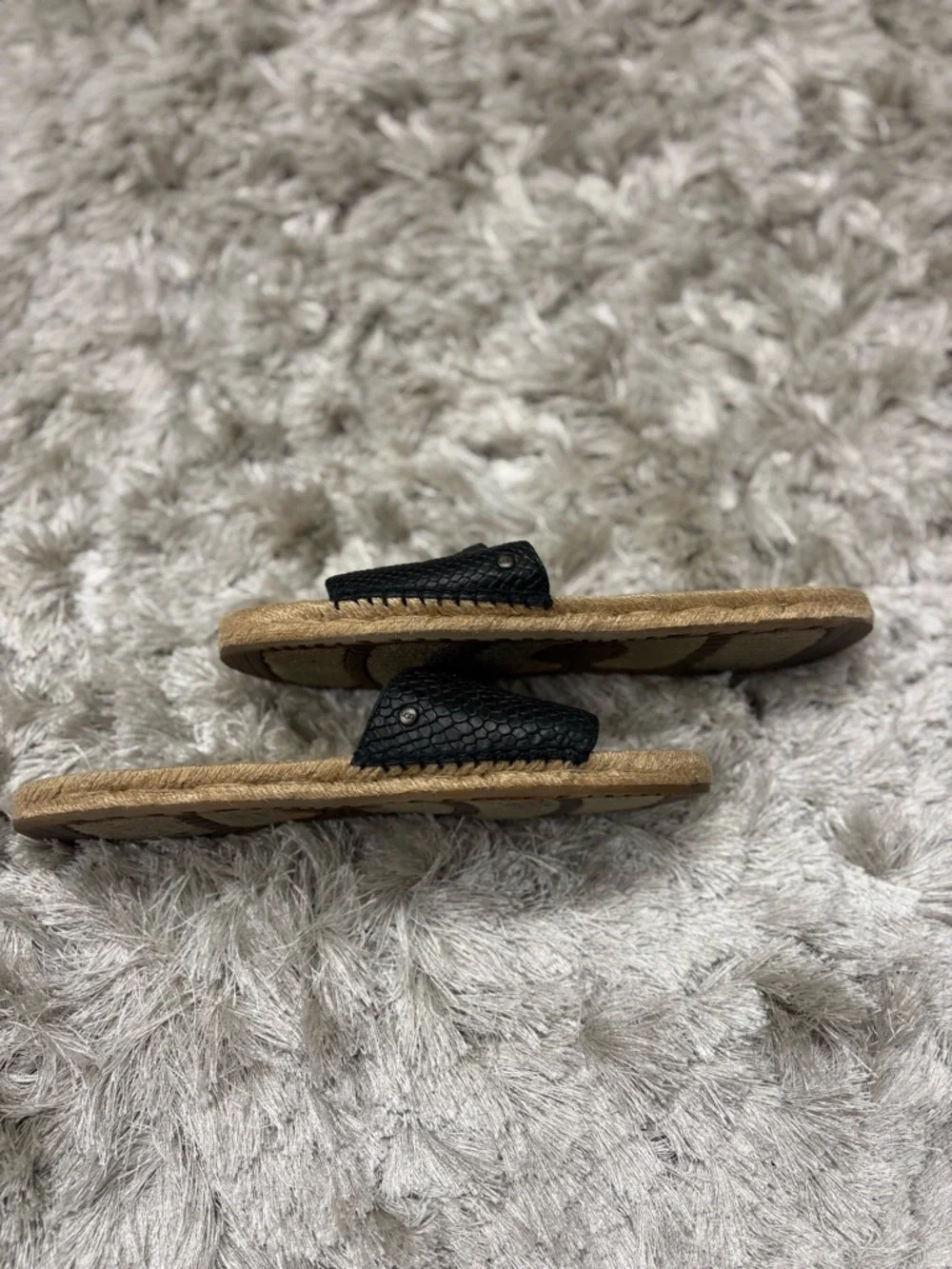 UGG Women’s Black Slide Sandals with Textured Strap - Picture 2 of 6